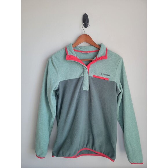 Columbia 1/4 Snap Two Tone Fleece Pullover Greens Sz M - Picture 1 of 5